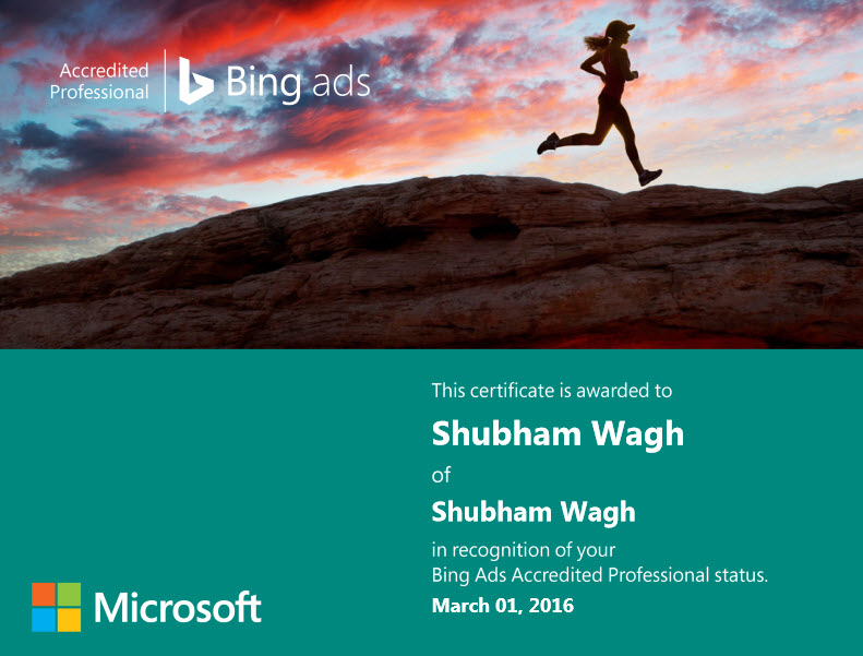 Bing Ads Professional - Shubham Wagh